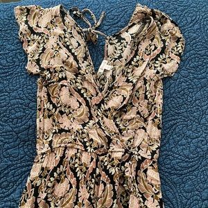 Multicolored romper with flowing skirt